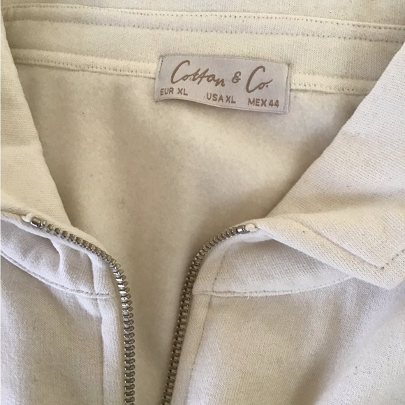 Mens Cotton and Co creme 1/4 zip sweatshirt, NWOT - Picture 5 of 6